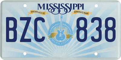 MS license plate BZC838