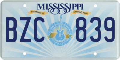 MS license plate BZC839