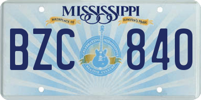 MS license plate BZC840