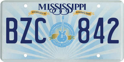 MS license plate BZC842