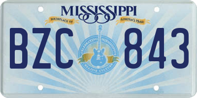 MS license plate BZC843