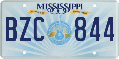 MS license plate BZC844
