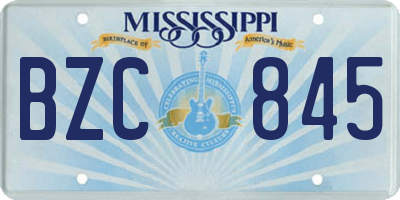 MS license plate BZC845