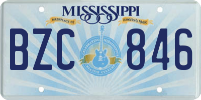 MS license plate BZC846
