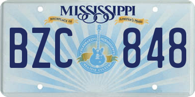 MS license plate BZC848