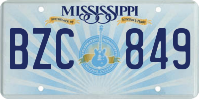 MS license plate BZC849