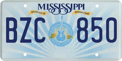 MS license plate BZC850