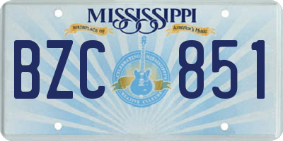 MS license plate BZC851