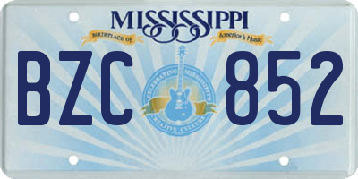MS license plate BZC852
