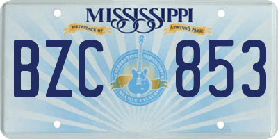 MS license plate BZC853