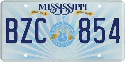 MS license plate BZC854