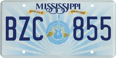 MS license plate BZC855