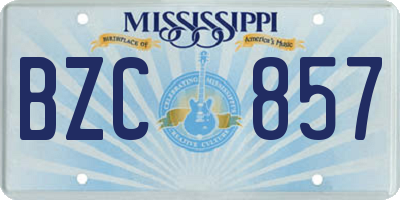 MS license plate BZC857