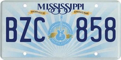 MS license plate BZC858