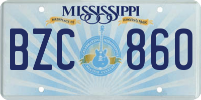 MS license plate BZC860