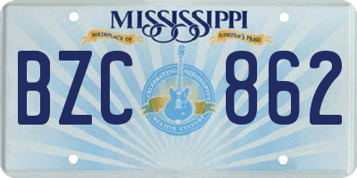 MS license plate BZC862