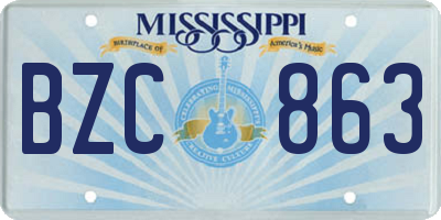 MS license plate BZC863