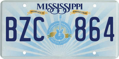 MS license plate BZC864