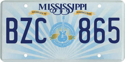 MS license plate BZC865