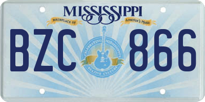 MS license plate BZC866