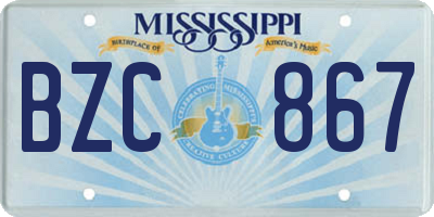MS license plate BZC867