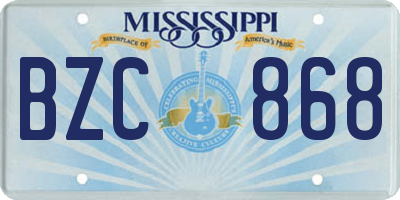MS license plate BZC868