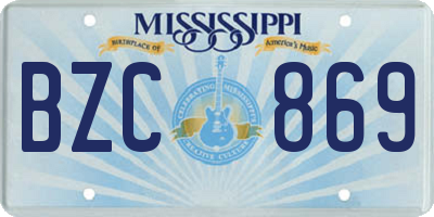 MS license plate BZC869