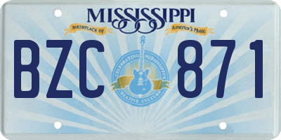 MS license plate BZC871