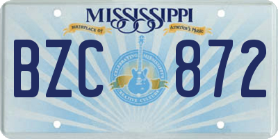 MS license plate BZC872