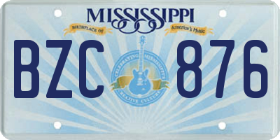 MS license plate BZC876