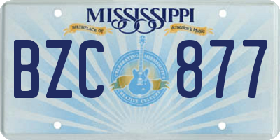 MS license plate BZC877