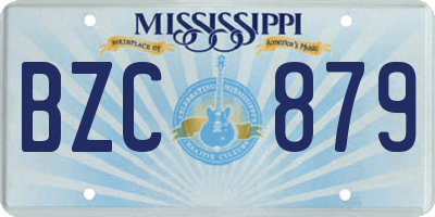 MS license plate BZC879