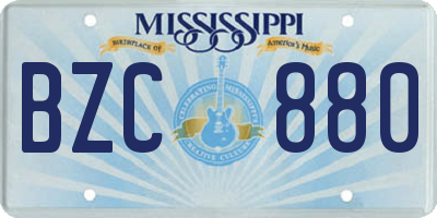 MS license plate BZC880