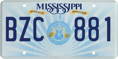 MS license plate BZC881