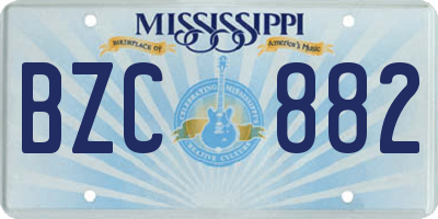 MS license plate BZC882