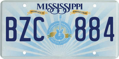 MS license plate BZC884