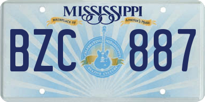 MS license plate BZC887