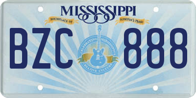 MS license plate BZC888