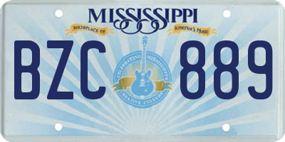 MS license plate BZC889