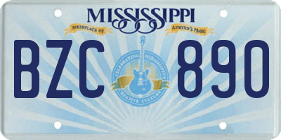 MS license plate BZC890