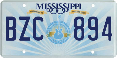 MS license plate BZC894
