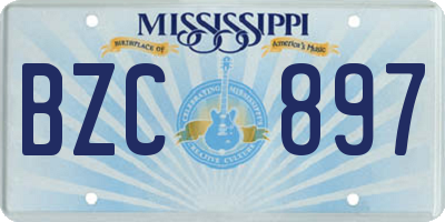 MS license plate BZC897