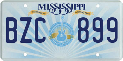 MS license plate BZC899