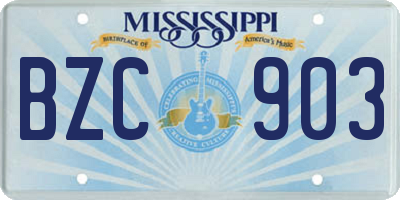 MS license plate BZC903