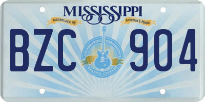 MS license plate BZC904