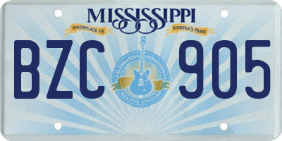MS license plate BZC905