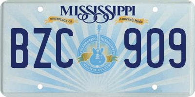 MS license plate BZC909