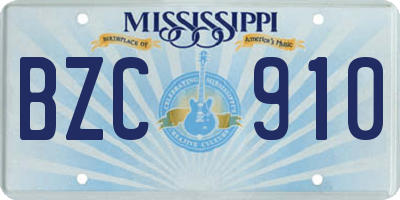 MS license plate BZC910