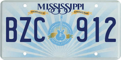 MS license plate BZC912