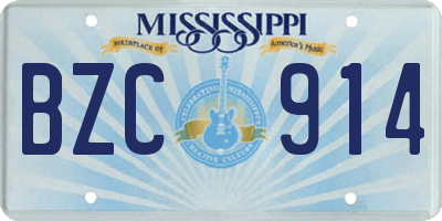 MS license plate BZC914